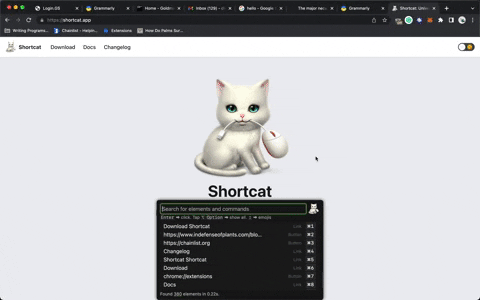 Gif showing Shortcat command clicking